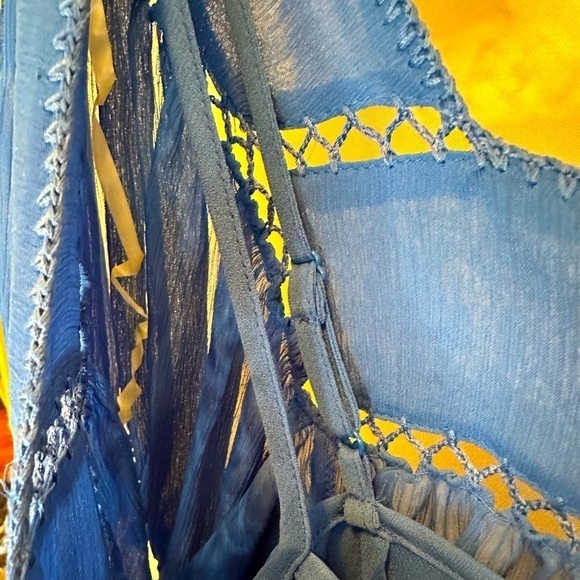 I.C.E. Blouse Womens Size 8 Cami Short Tie Puff Sleeve Peasant Prairie Boho - Picture 6 of 13